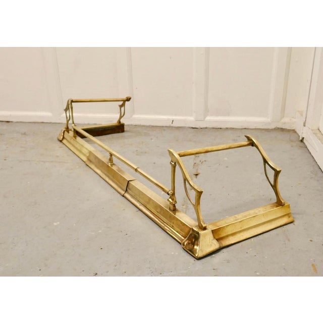 Large Victorian Art Nouveau Brass Fender For Sale - Image 5 of 8