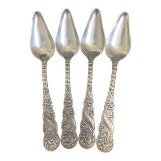 Antique Aurora Royal 1890 Silverplate Fruit Orange Spoons Engraved With "Ella" - Set of 4 For Sale
