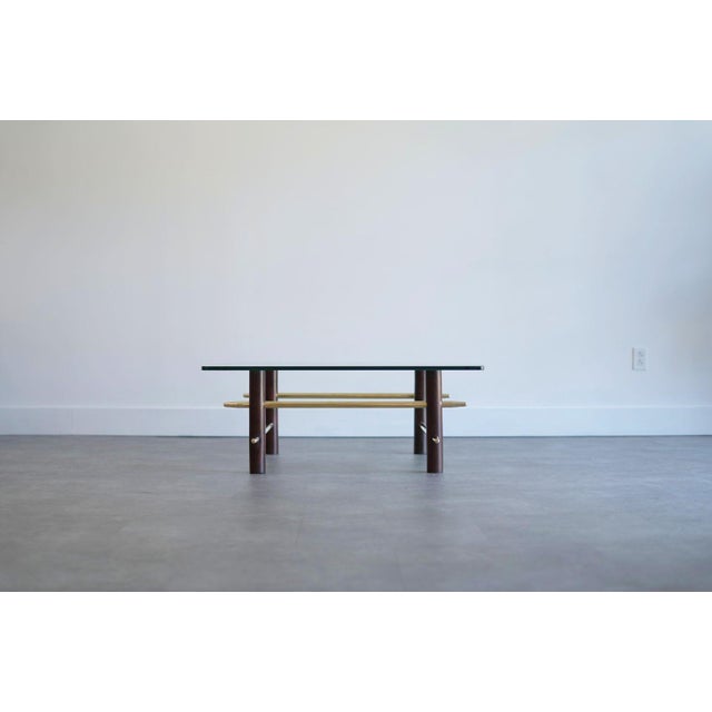 Mid-Century Modern Vintage Mahogany and Brass Coffee Table, C. 1950s For Sale - Image 3 of 10