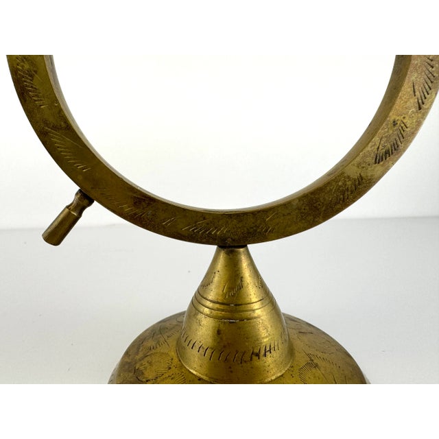 Mid 20th Century Brass Ship Wheel With Hand-Etched Detail For Sale - Image 4 of 14