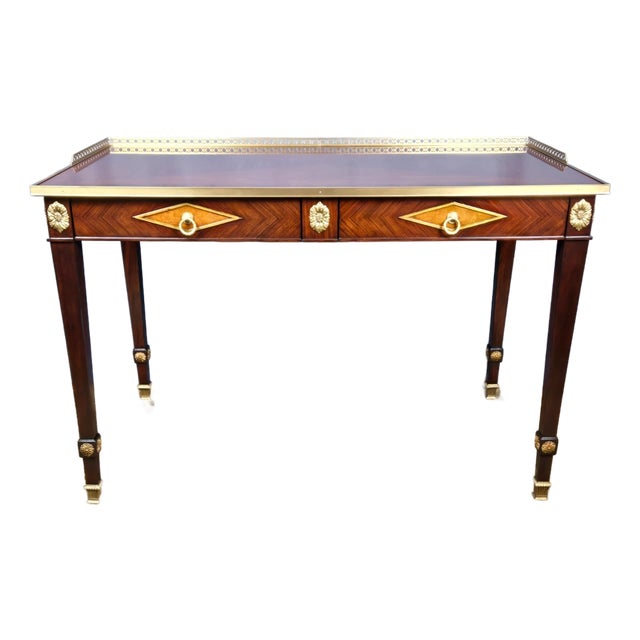 Mahogany & Brass Writing Desk, Althrop by Theodore Alexander For Sale