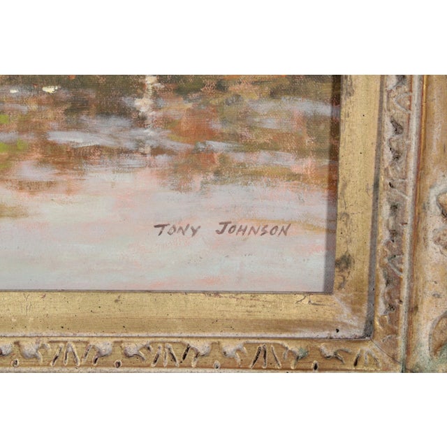 1980s Painting by Tony Johnson (Born 1941) Titled "Lakeside" For Sale - Image 9 of 12