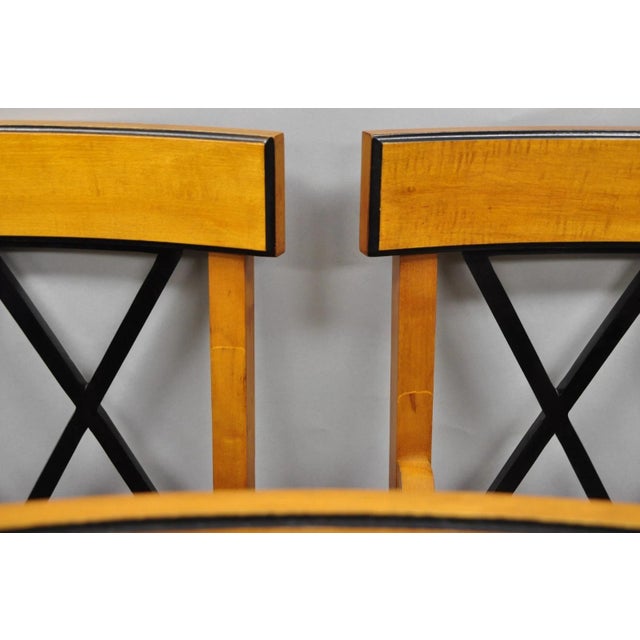Wood Biedermeier Empire Style Maple Wood Double X Back Dining Room Chairs - Set of 6 For Sale - Image 7 of 18