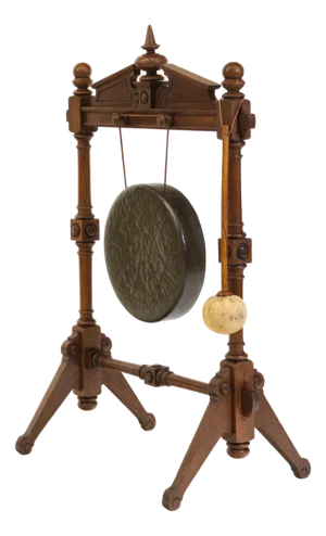 19th Century Oak Floor Standing Dinner Gong & Striker, 1870s