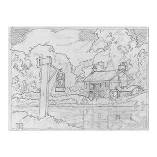 1940s Norman Kent House on Water Drawing For Sale