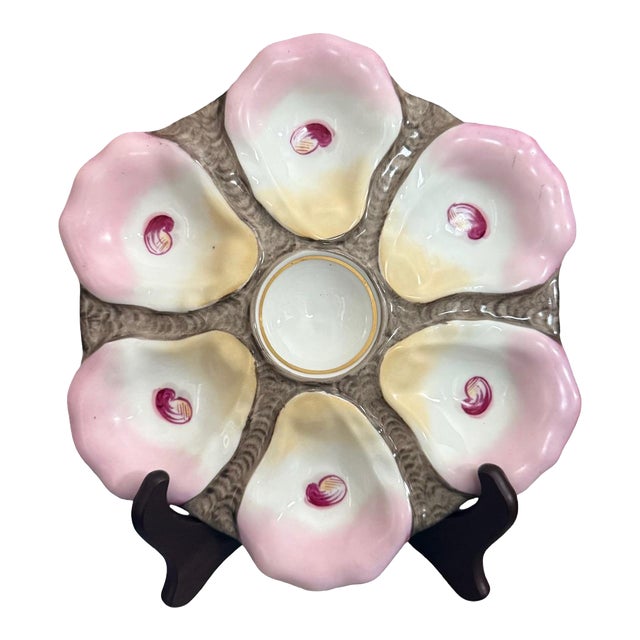 Antique French Majolica Oyster Plate For Sale