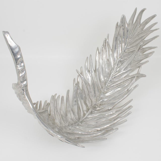 Arthur Court Aluminum Palm Frond Tray Centerpiece, Set of 2, 1977 For Sale - Image 9 of 15