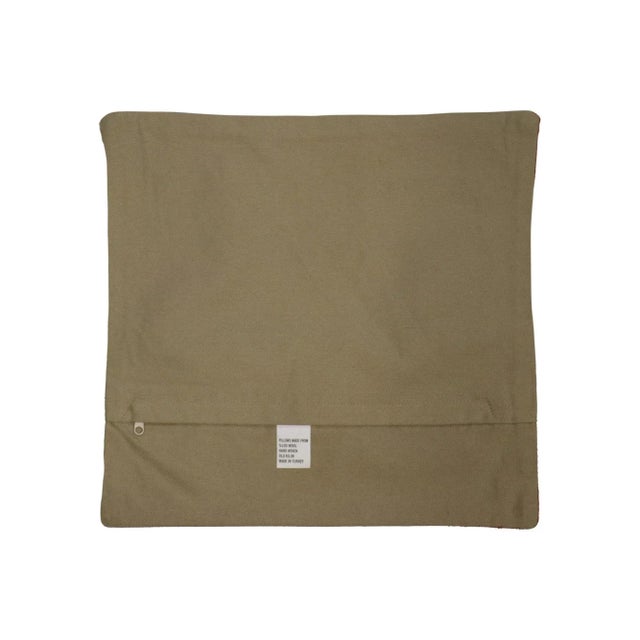 This unique Turkish vintage handwoven kilim pillow Cover is made up of wool. Kilims are produced by tightly interweaving...