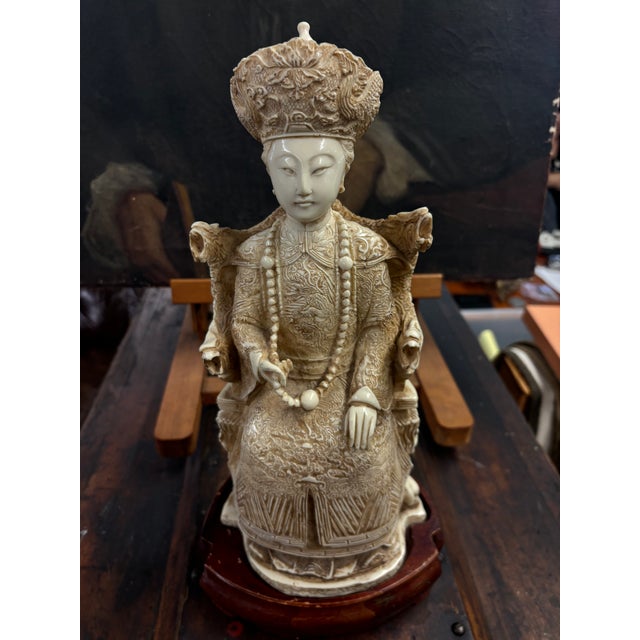 Chinese Empress Emperor Figurine Faux Ivory For Sale - Image 14 of 14