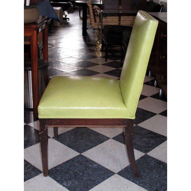 Grosfeld House Lime Leather Walnut Dining Chairs Set Of 4 Chairish
