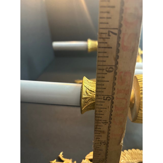 Metal Pair Figural Swan 3 Light Wall Sconces Dore Bronze Brass Handmade Italy For Sale - Image 7 of 11