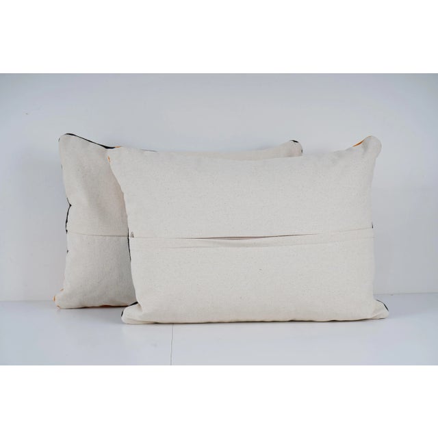 1960s Striped Orange Kilim Pillow Cover - A Pair For Sale - Image 5 of 5