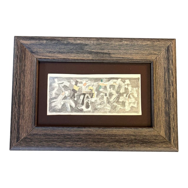 1950’s Original Abstract Expressionist Watercolor Painting/ Pencil Drawing For Sale