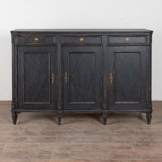 Gustavian (Swedish) 19th Century Swedish Gustavian Black Sideboard Buffet For Sale - Image 3 of 17