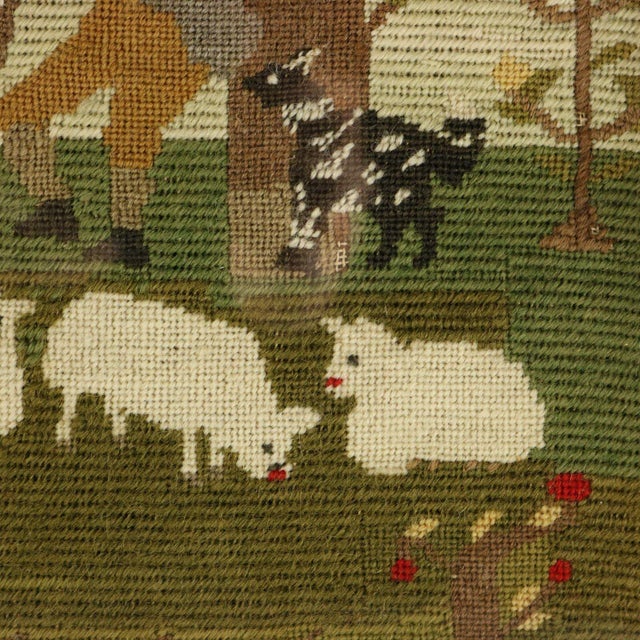 Victorian Petit Point Embroidery of a Shepherd With Sheep For Sale - Image 4 of 10