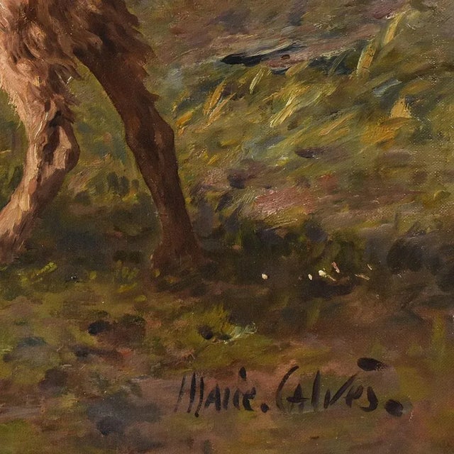 Marie Didiére Calvés, Dogs Portrait, Oil Painting on Canvas, Early 20th Century For Sale - Image 7 of 9