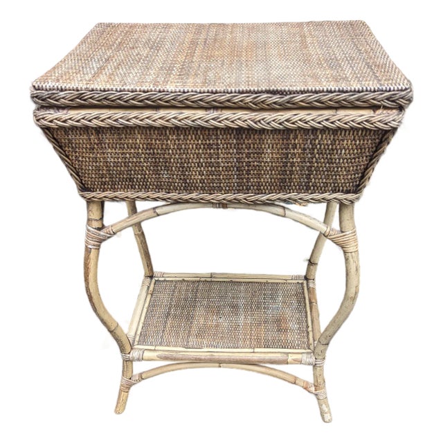 1960s Woven Storage Table For Sale