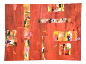 Acrylic on Canvas Signed Abstract Painting