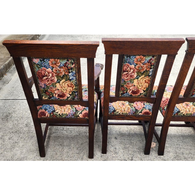 Antique English Oak Dining Chairs 1800s Set of 6 For Sale - Image 10 of 16