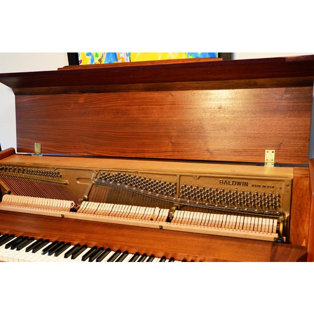 Baldwin Acrosonic Mid-Century Modern Piano & Original Bench | Sculptural Walnut For Sale - Image 12 of 16
