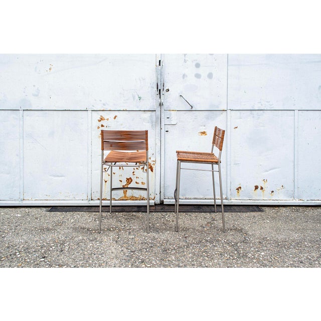 Industrial Set of Stools Miss B in Inox & Leather by Tito Agnoli for Bonacina, 1997 For Sale - Image 3 of 8