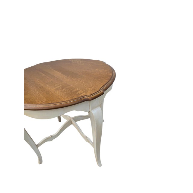Vintage Ethan Allen French Country End Side Cookie Corner Table Distressed Finish 646 For Sale - Image 11 of 14