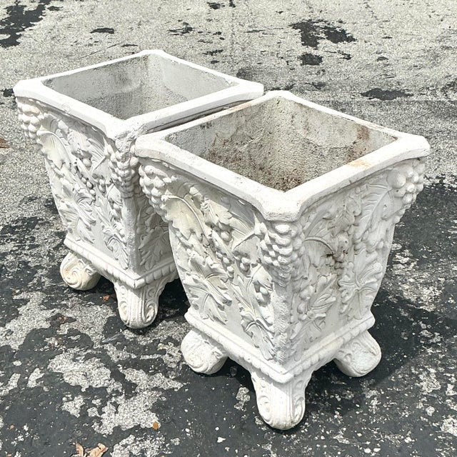Vintage Boho Cast Concrete Grape Vine Planter - a Pair For Sale In West Palm - Image 6 of 7