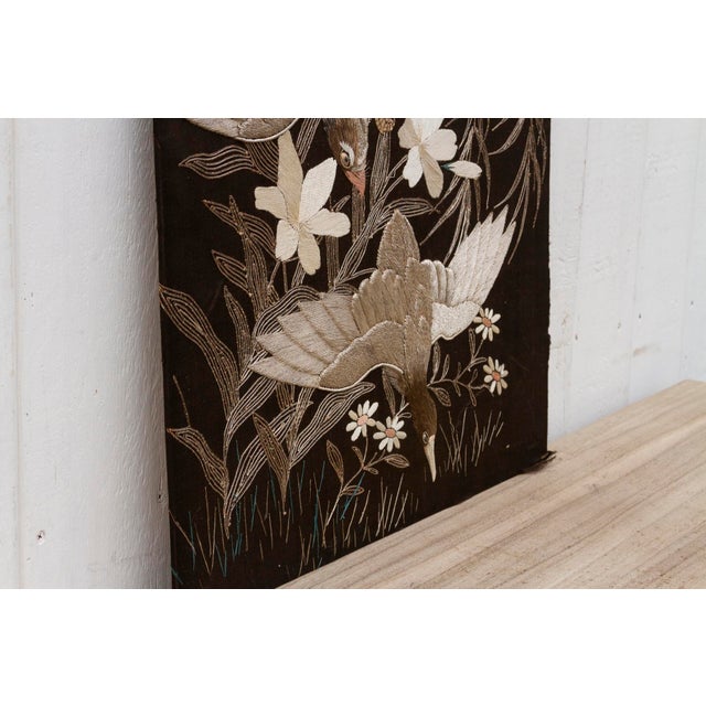 Mid-Century Embroidered Flying Birds Textile Art For Sale - Image 10 of 12