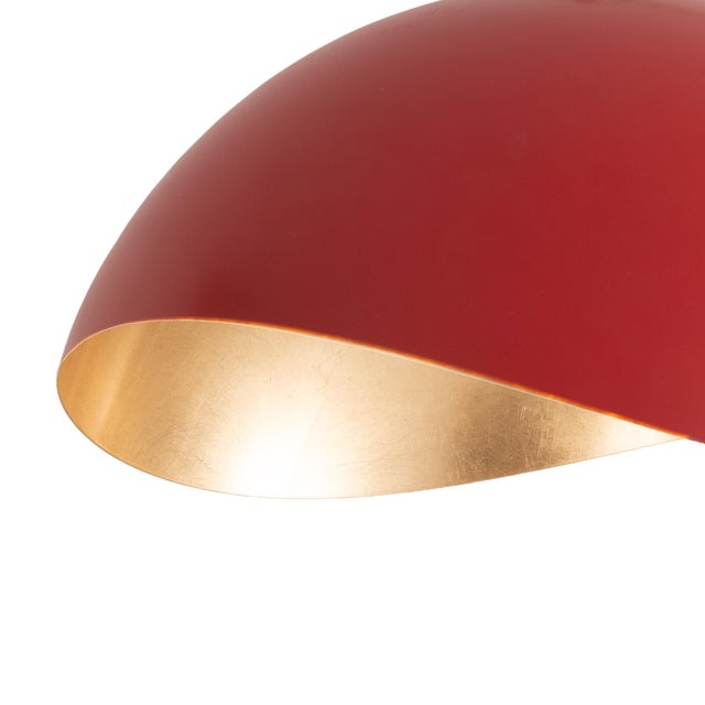 1960s 1960s Morelli Adjustable Mid Century Floor Lamp - 92" Modern Arc Lamp, Red and Gold Shade, Dimmable, Living Room Lamp For Sale - Image 5 of 6