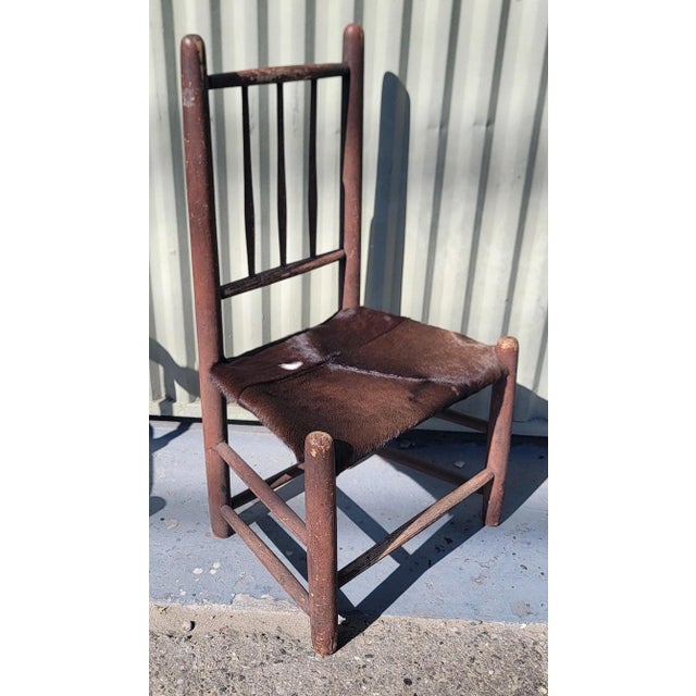 Folk Art 19Thc Original Red Painted Child's Chair For Sale - Image 3 of 6