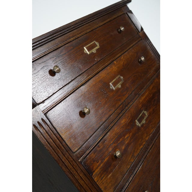 Vintage English Oak Filing Cabinet For Sale - Image 11 of 17
