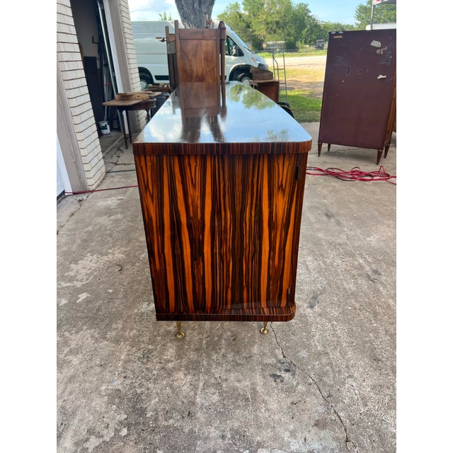 French Art Deco Modern Macassar Ebony Sideboard or Buffet 1940's For Sale - Image 9 of 12