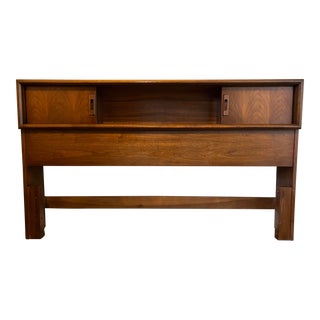 Mid 20th Century Vintage Mid Century Danish Modern Bookcase Storage Full Size Headboard For Sale