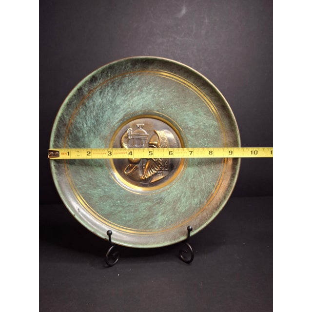 Pair Mid Century Pal Bell Israel Bronze Wall Plates Maurice Ascalon Judaica 9.5" For Sale - Image 12 of 18