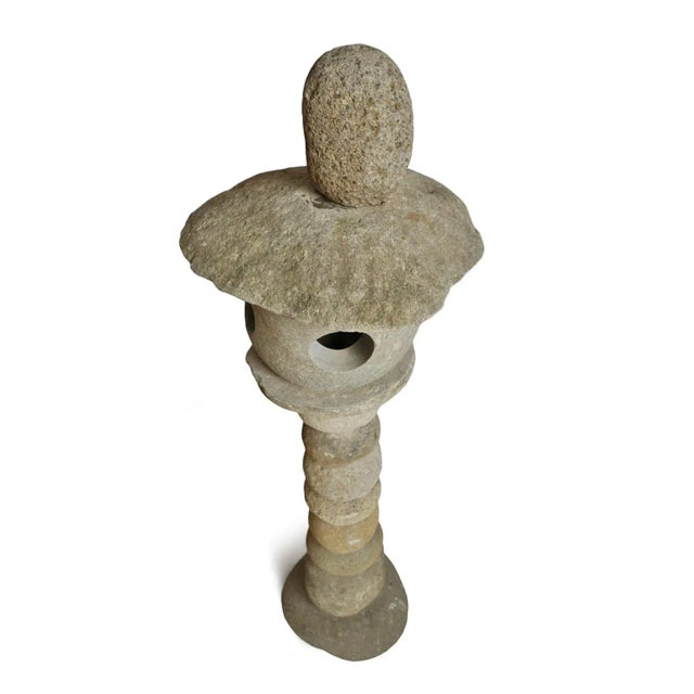 Rustic Vintage Outdoor Stacked River Rock Light House Post For Sale - Image 3 of 9