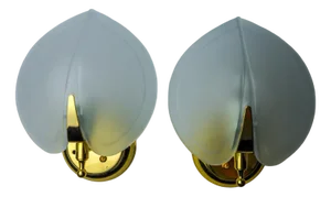 Leaf Sconces in Opaque Glass, Murano, Italy, 1980s, Set of 2