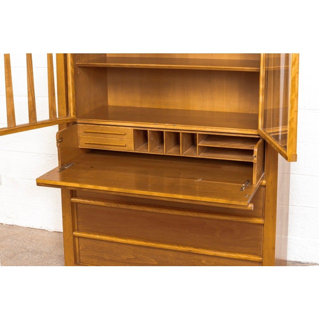 Wood Mid Century Wood Secretary Cabinet Desk by Robsjohn-Gibbings for Widdicomb, 1960s For Sale - Image 7 of 11