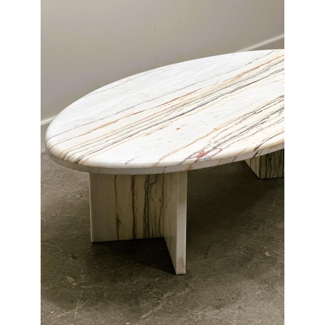 Oval Breccia Sarda Striato Marble Coffee Table, Italy, 1980s For Sale - Image 13 of 15