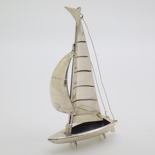 Vintage Italian Handmade Genuine Silver Sailing Ship Figurine Miniature, 1980s For Sale - Image 6 of 12