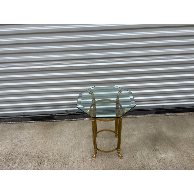 1970s Brass and Glass Side Table Attributed to La Barge For Sale - Image 10 of 11