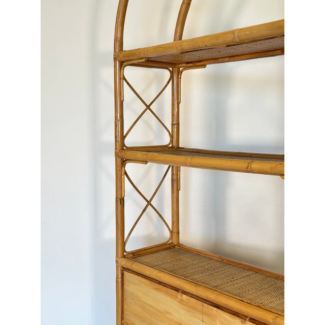 Wicker and Bamboo Bookcase, 1970s For Sale - Image 12 of 15