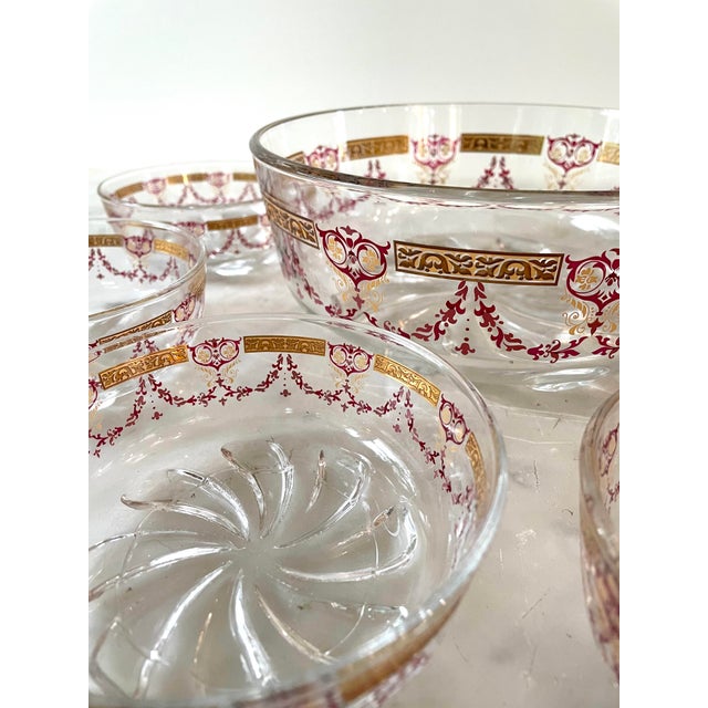 Cerve Italian Glass Serving Bowl With 6 Small Bowls Chairish