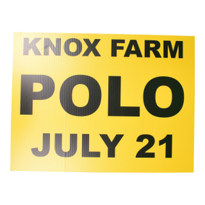 Knox Farm Polo July 21 Yellow/ Navy Sign