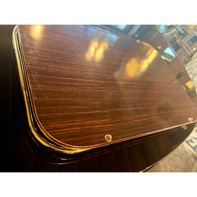 Wood Vintage Italian Scenic Serving Tray With Brass Gallery Rail For Sale - Image 7 of 7