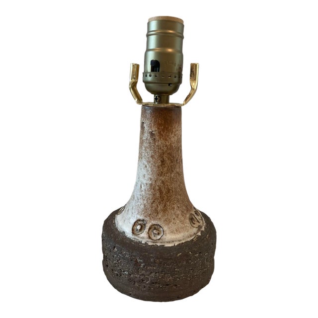Rustic Danish Mid Century Pottery Table Lamp For Sale