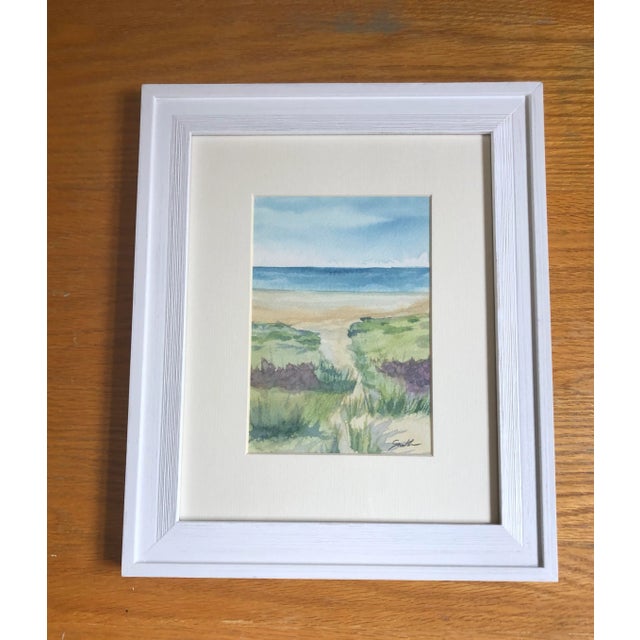 From my own reference. The best path is the one with a beach at the end. Matted and professionally framed in a white frame...