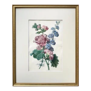 Original Antique Botanical Watercolor a Bouquet of Flowers Circa 1800