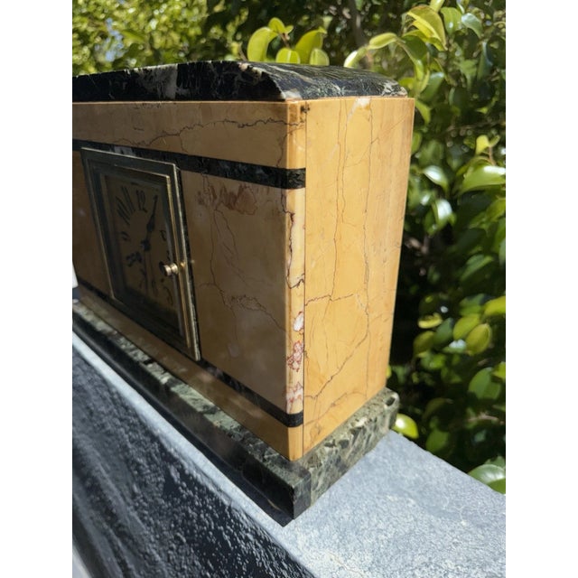 Antique French Art Deco Marble Stone Mantel Clock For Sale - Image 16 of 16