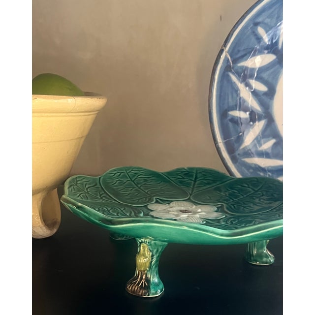 Late 19th Century 19th Century Lilly Pad Compote on Heron Legs For Sale - Image 5 of 10