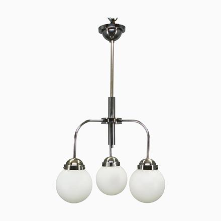 Czech Bauhaus Chandelier with Opaline Glass Globes, 1940s For Sale - Image 17 of 17